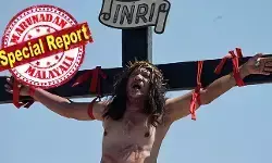 ക്രൂശിതനായി വീണ്ടും റൂബന്‍ എനാജെ; ഫിലിപ്പീന്‍സില്‍ ദുഃഖവെള്ളിയില്‍ ആണി തറച്ചുള്ള ക്രൂരമായ കുരിശാരോഹണം; ലോകസമാധാനത്തിനായി പ്രാര്‍ത്ഥനയെന്ന് ഭക്തന്‍