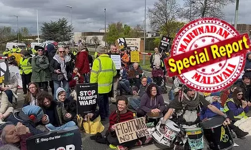 സഫോക്കിലെ വ്യോമസേനാസ്ഥാനത്തിന് സമീപത്ത് വെച്ച് ഏഴുപേര്‍ അറസ്റ്റില്‍; നിരോധിത സംഘടനയായ പാലസ്തീന്‍ ആക്ഷനെ പിന്തുണച്ചു എന്ന് ആരോപണം; എന്തും വെട്ടിത്തുറന്ന് പറയുന്ന കെമി ബെയ്ഡ്‌നോക്കിന്റെ ശൈലി ബ്രിട്ടീഷുകാര്‍ക്ക് ഏറെ ഇഷ്ടപ്പെടുന്നു; ജനപ്രീതിയില്‍ നെയ്ജല്‍ ഫരാജിനെ പിന്തള്ളി ടോറി നേതാവ്