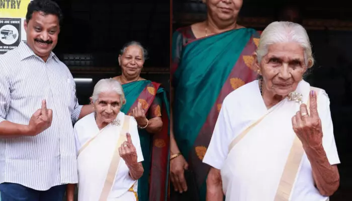 പ്രായം തളര്ത്താത്ത ജനാധിപത്യ ബോധം! 104-ാം വയസിലും പോളിംഗ് ബൂത്തിലെത്തി വോട്ട് രേഖപ്പെടുത്തി ത്രേസ്യാമ്മ; സംസ്ഥാനത്തെ ഏറ്റവും പ്രായം കൂടിയ വോട്ടര് പ്രായം തളര്ത്താത്ത ജനാധിപത്യ ബോധം! 104-ാം വയസിലും പോളിംഗ് ബൂത്തിലെത്തി വോട്ട് രേഖപ്പെടുത്തി ത്രേസ്യാമ്മ; സംസ്ഥാനത്തെ ഏറ്റവും പ്രായം കൂടിയ വോട്ടര്