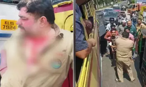 കലി കയറി ഹെൽമറ്റ് കൊണ്ട് അടിച്ചു; പിന്നെ ഒന്നും നോക്കാതെ തല്ലിച്ചതച്ച് ക്രൂരത; ഓവര്‍ടേക്കിനെ ചൊല്ലി തര്‍ക്കം; നടുറോഡിൽ കെഎസ്ആര്‍ടിസി ഡ്രൈവറെയും കണ്ടക്ടറെയും മര്‍ദിച്ച് അവശനാക്കി