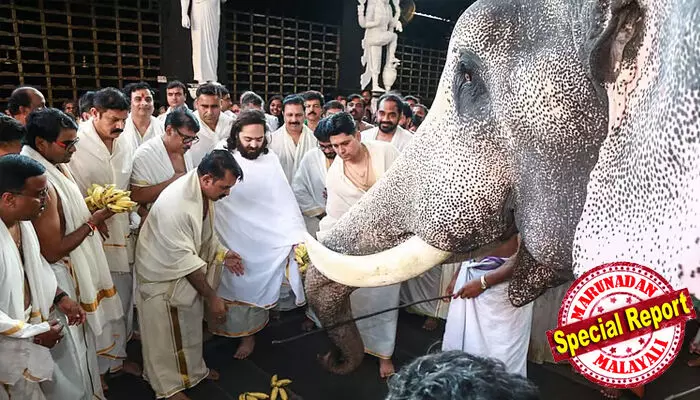 ടിപ്പു തകര്ത്ത തൃപ്രങ്ങോട് ക്ഷേത്രം മുതല് കടവല്ലൂര് അന്യോന്യം വരെ; ഗുരുവായൂരില് ആനകള്ക്ക് ചങ്ങലയില്ലാത്ത കൂടാരവും ആധുനിക ആശുപത്രിയും; ജന്മദിനത്തില് കേരളത്തിലെ ഒന്പത് ക്ഷേത്രങ്ങള്ക്കായി 22.55 കോടി രൂപ; അനന്ത് അംബാനിയുടെ വഴിപാടുകള്ക്ക് പിന്നില് ആ പ്രമുഖ ജ്യോത്സ്യന്റെ ഇടപെടലോ? ടിപ്പു തകര്ത്ത തൃപ്രങ്ങോട് ക്ഷേത്രം മുതല് കടവല്ലൂര് അന്യോന്യം വരെ; ഗുരുവായൂരില് ആനകള്ക്ക് ചങ്ങലയില്ലാത്ത കൂടാരവും ആധുനിക ആശുപത്രിയും; ജന്മദിനത്തില് കേരളത്തിലെ ഒന്പത് ക്ഷേത്രങ്ങള്ക്കായി 22.55 കോടി രൂപ; അനന്ത് അംബാനിയുടെ വഴിപാടുകള്ക്ക് പിന്നില് ആ പ്രമുഖ ജ്യോത്സ്യന്റെ ഇടപെടലോ?