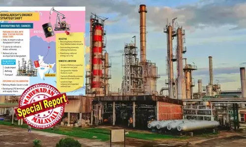 റഷ്യന് യുറാല് പോലുള്ള ഹെവിയര് ക്രൂഡ് ഓയില് ശുദ്ധീകരിക്കാന് ശേഷിയില്ല; ഇന്ധന ഇറക്കുമതി കടുത്ത സാമ്പത്തിക ബാധ്യത; ക്രൂഡ് ഓയില് ശുദ്ധീകരിക്കാന് സഹായം തേടി ബംഗ്ലാദേശ്; ഇന്ത്യന് കമ്പനികള്ക്ക് വന് ചാകര; കേന്ദ്രസര്ക്കാര് നിലപാട് നിര്ണായകം റഷ്യന് യുറാല് പോലുള്ള ഹെവിയര് ക്രൂഡ് ഓയില് ശുദ്ധീകരിക്കാന് ശേഷിയില്ല; ഇന്ധന ഇറക്കുമതി കടുത്ത സാമ്പത്തിക ബാധ്യത; ക്രൂഡ് ഓയില് ശുദ്ധീകരിക്കാന് സഹായം തേടി ബംഗ്ലാദേശ്; ഇന്ത്യന് കമ്പനികള്ക്ക് വന് ചാകര; കേന്ദ്രസര്ക്കാര് നിലപാട് നിര്ണായകം