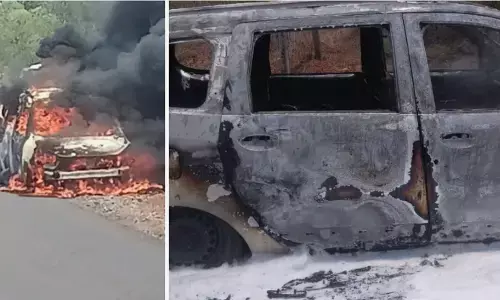 ബോണറ്റില്‍ നിന്ന് പുക ഉയരുന്നത് കണ്ട് കാര്‍ നിര്‍ത്തി; പിന്നാലെ തീ ആളിപ്പടര്‍ന്നു; വിവാഹസംഘം അത്ഭുതകരമായി രക്ഷപ്പെട്ടു