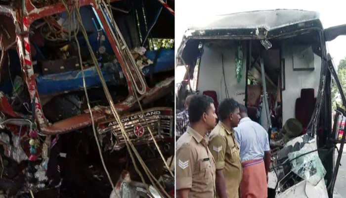 ഓടിക്കൊണ്ടിരുന്ന ബസിനു നേരെ ബൈക്ക് യാത്രക്കാര്‍ ഹെല്‍മറ്റ് എറിഞ്ഞു; യാത്രക്കാര്‍ക്ക് പരിക്ക്